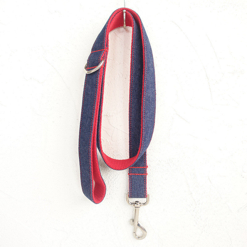 Denim And Red Pet Leash