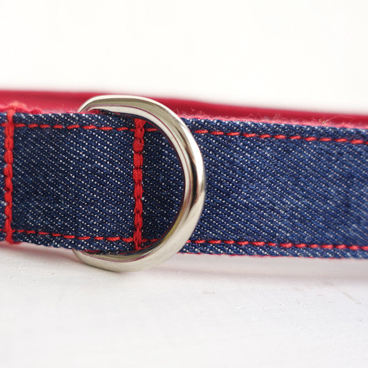 Denim And Red Pet Leash