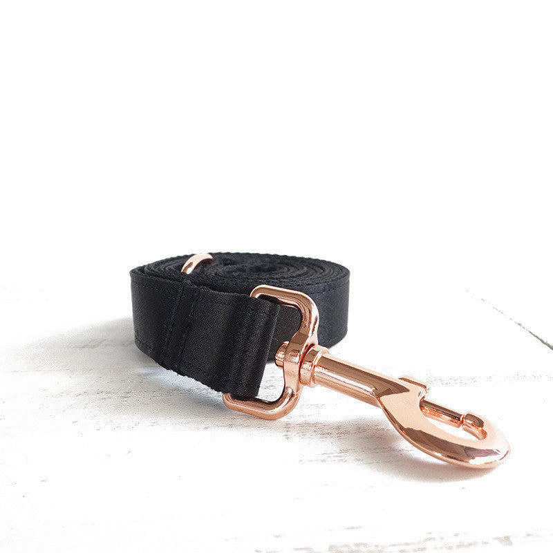 Gold Buckle Pet Black Leash