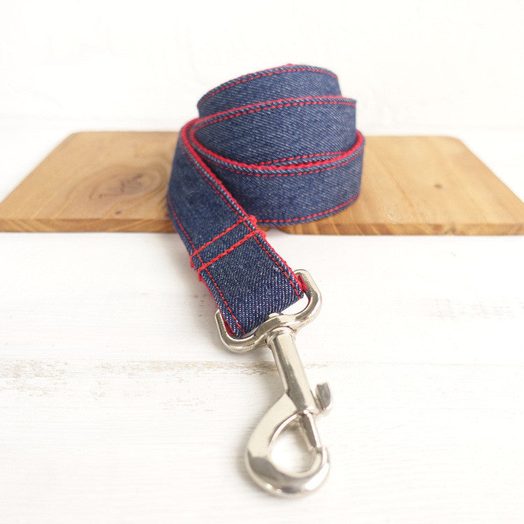 Denim And Red Pet Leash