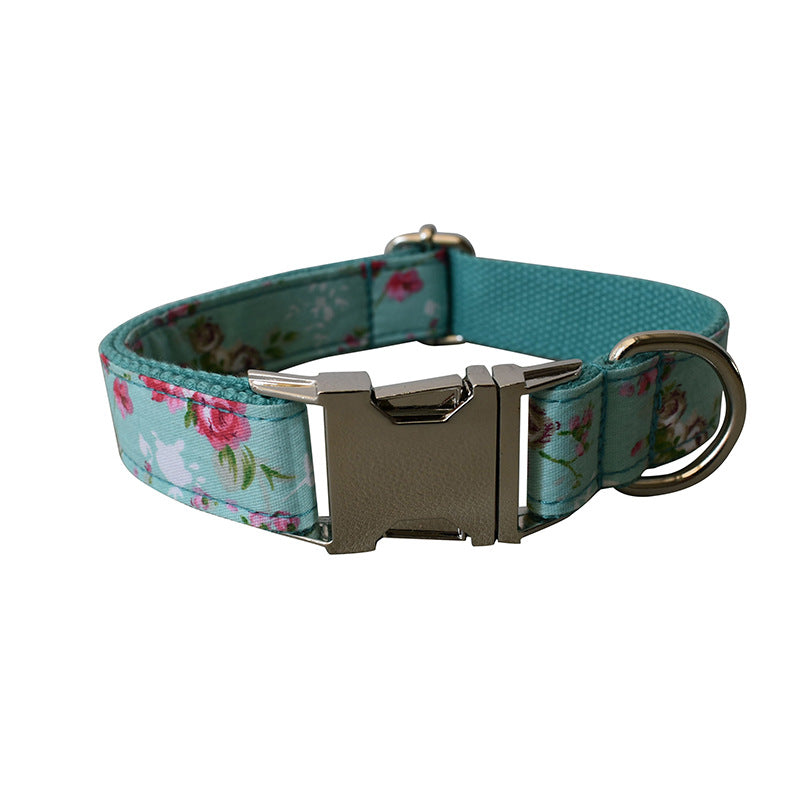 Green Rose Dog Collar and Leash