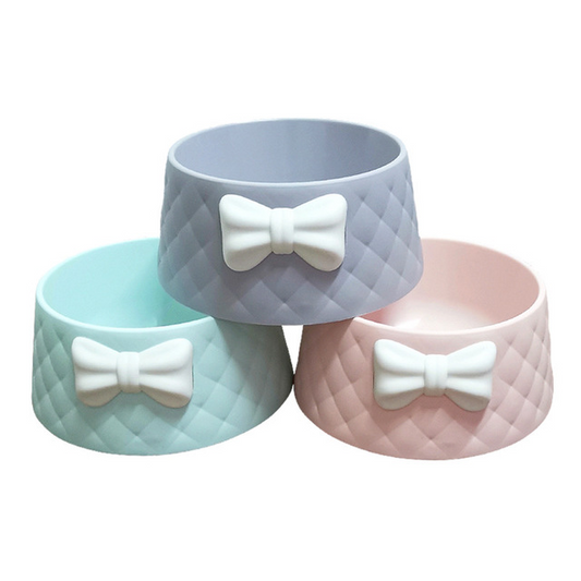 Cute Bow Cat and Dog Bowl