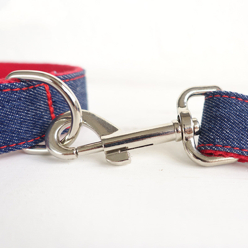 Denim And Red Pet Leash