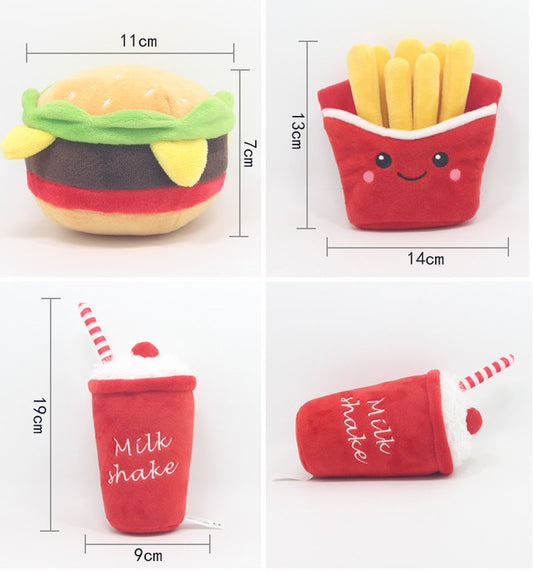 Pet Plush Toys-Hamburger/French fries/milkshake