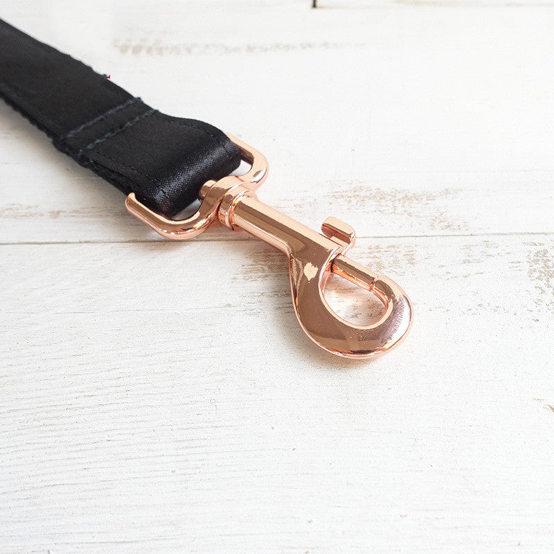 Gold Buckle Pet Black Leash