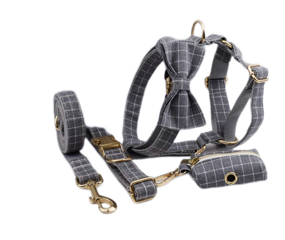 Velvet Fabric Collar/Harness Dog Sets