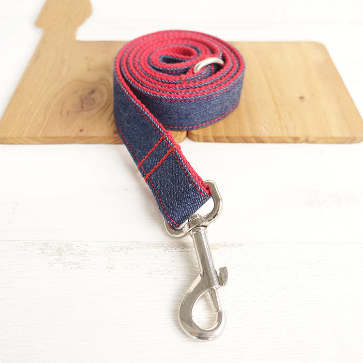 Denim And Red Pet Leash