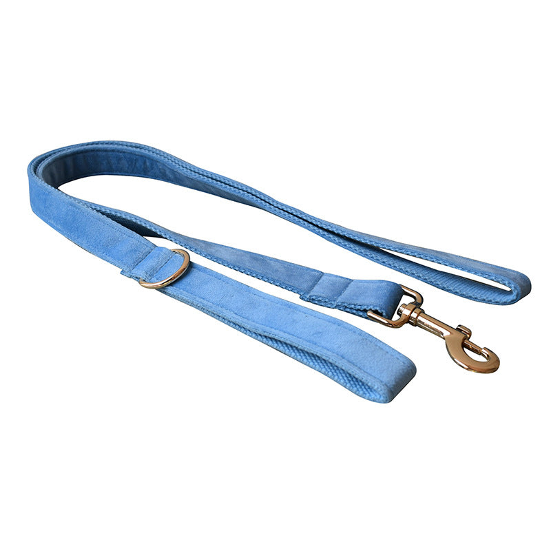 Blue Velvet Dog Collar and leash