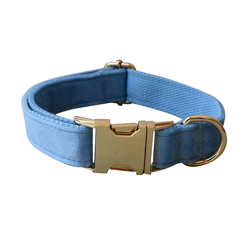 Blue Velvet Dog Collar and leash