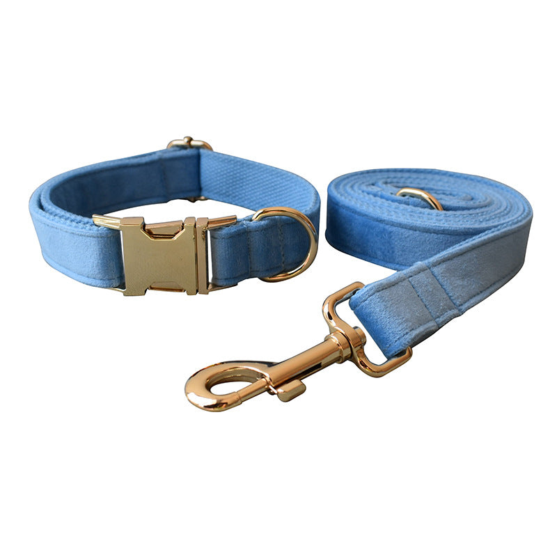 Blue Velvet Dog Collar and leash