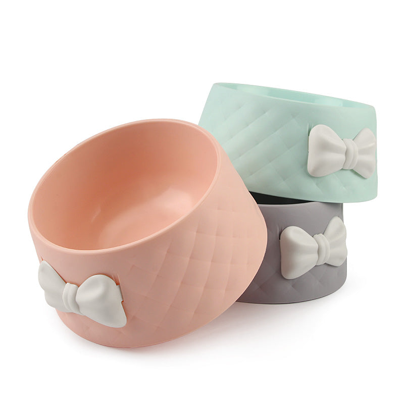 Cute Bow Cat and Dog Bowl