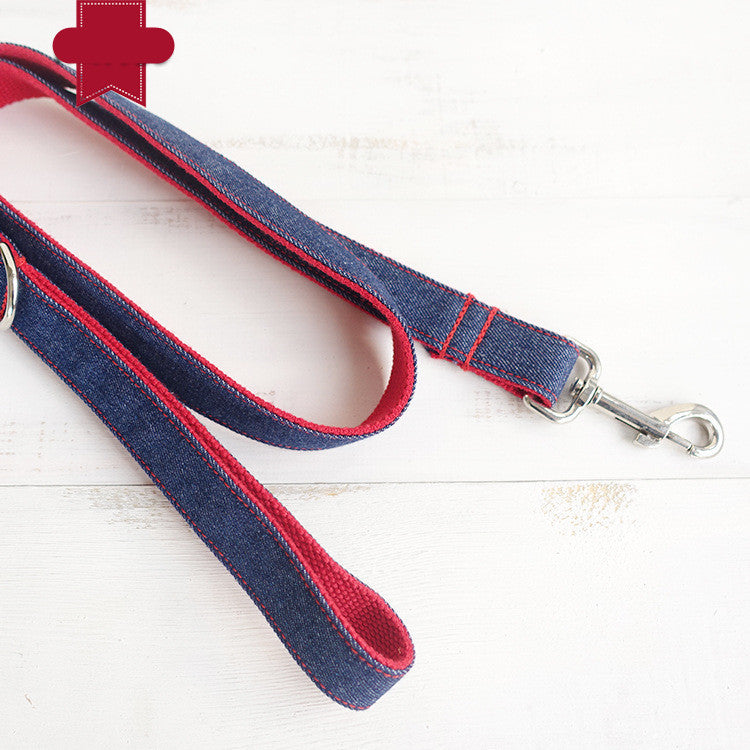 Denim And Red Pet Leash