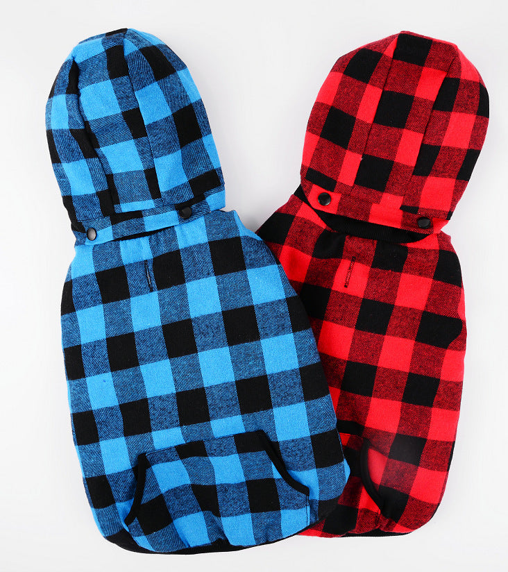 Hooded Red/Blue Dog Vest