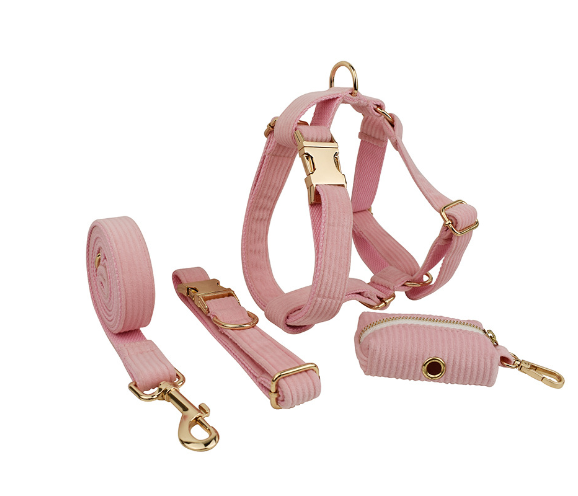 Velvet Fabric Collar/Harness Dog Sets