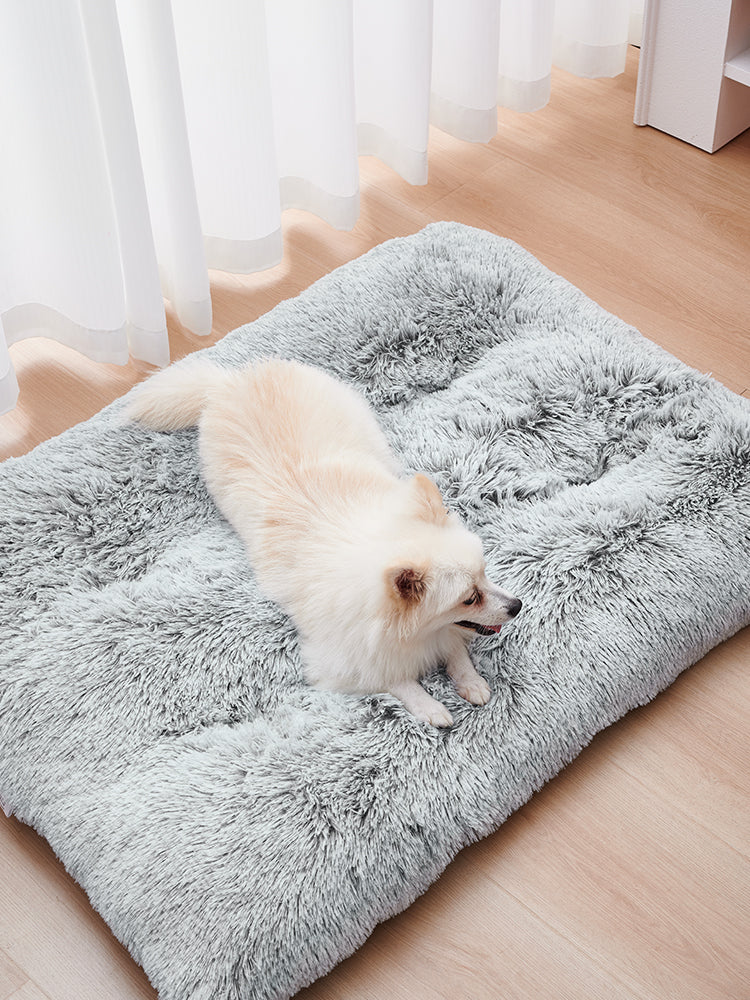 Fluffy Grey Dog Bed