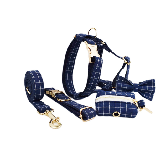 Velvet Fabric Collar/Harness Dog Sets