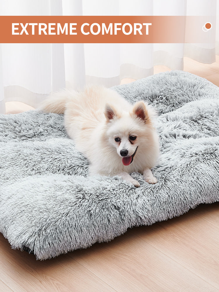 Fluffy Grey Dog Bed