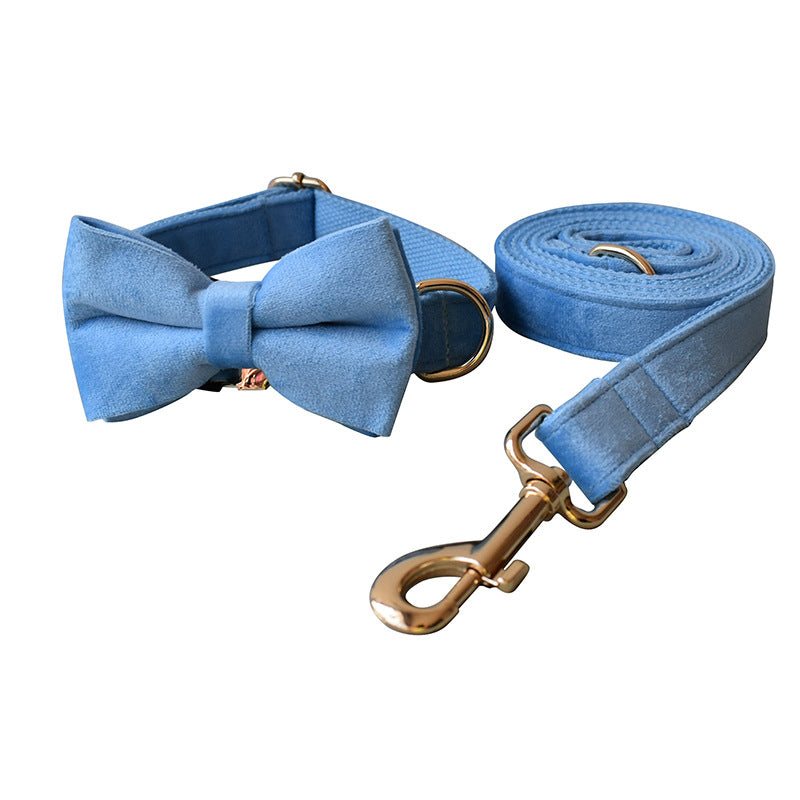 Blue Velvet Dog Collar and leash