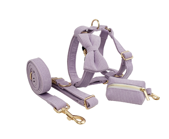 Velvet Fabric Collar/Harness Dog Sets