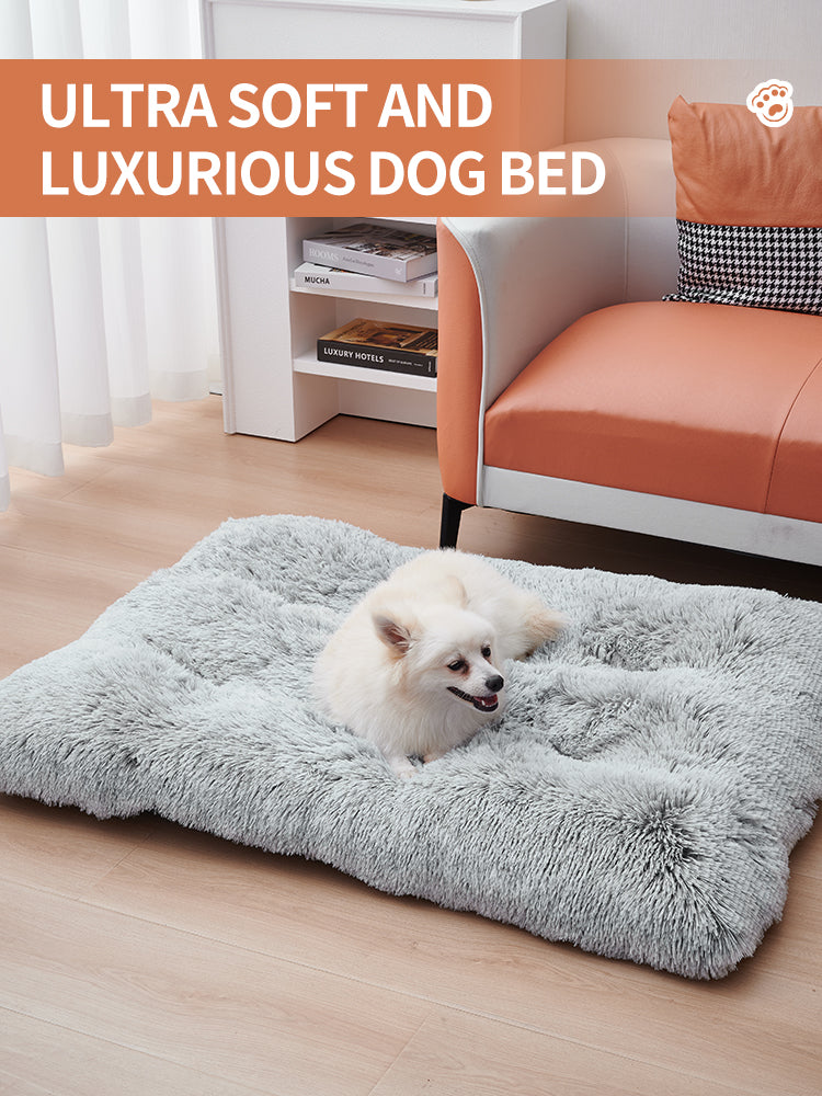 Fluffy Grey Dog Bed