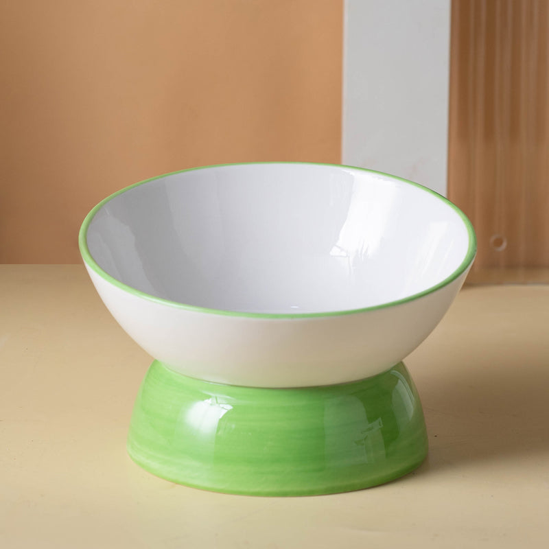 Pet Ceramic Tall Slanted Bowl